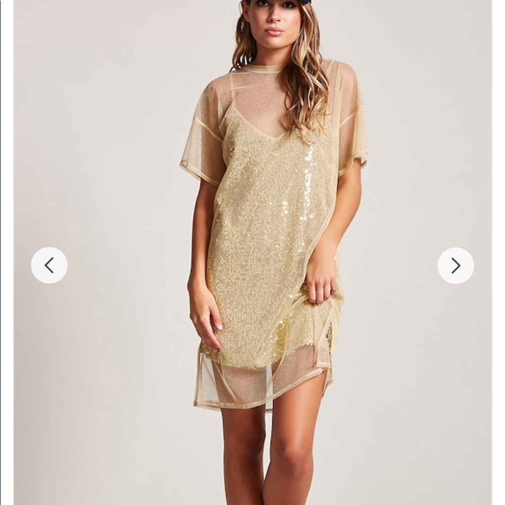 Gold Sequin Mesh Dress New!